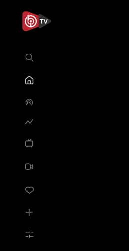 IBO Player App sidebar menu interface showing navigation options for Home, Live TV, Series, and Settings